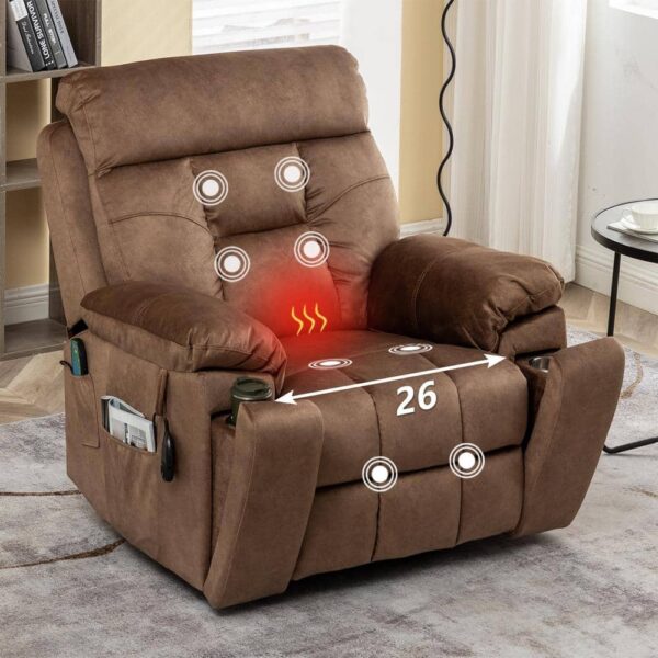 Flagship Oversized(Flat more than 6.1 ft.) Velvet Lift Recliner with Massage,Heating,Assisted Standing -Antique Brown - Image 2
