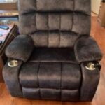 Grey Chenille Recliner Platinum Big and Tall Dual Motor Power Lift Chair with Massage, Heating and 2-Cup Holder photo review