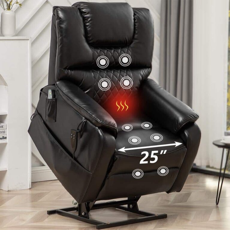 Exclusive Big and Tall Faux Leather Dual Motor Power Lift Recliner Chair with Massage,Heating System -Black