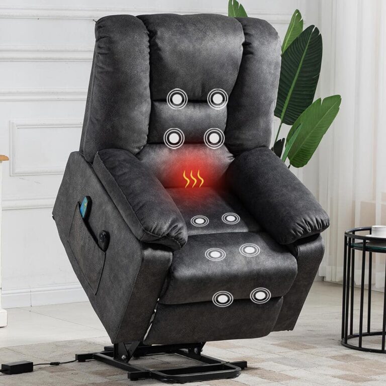 Enhanced Gray Soft and Big Multifunctional Power Lift Recliner Sofa Chair (Up to 330lbs) with Massage,Heating