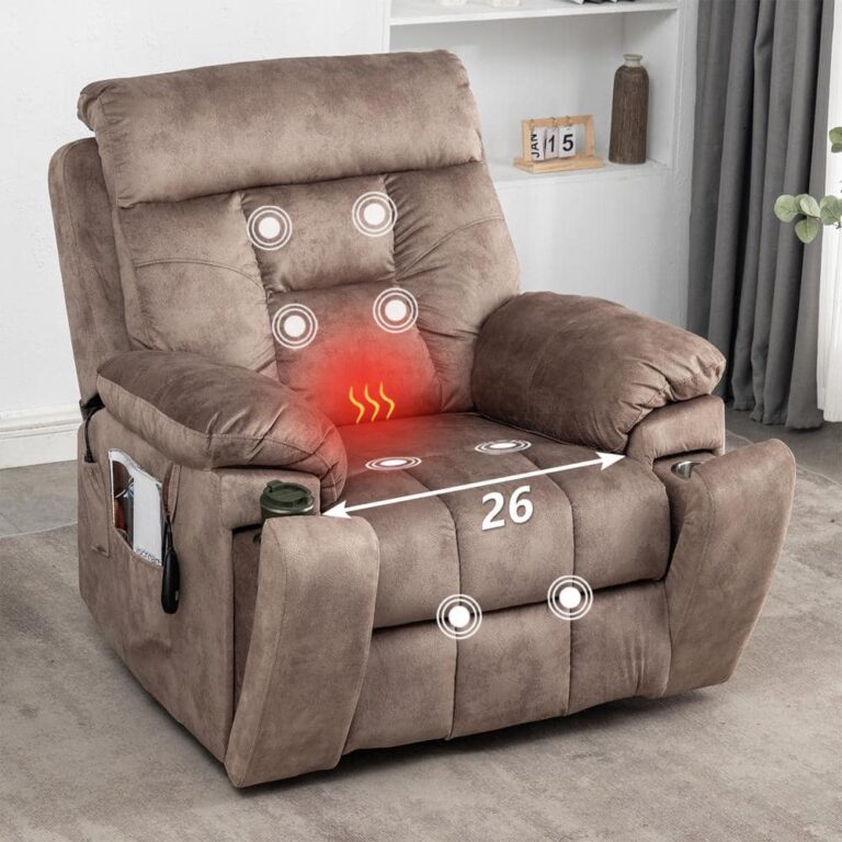 Flagship Oversized(Flat more than 6.1 ft.) Velvet Lift Recliner with Massage,Heating,Assisted Standing -Antique Brown